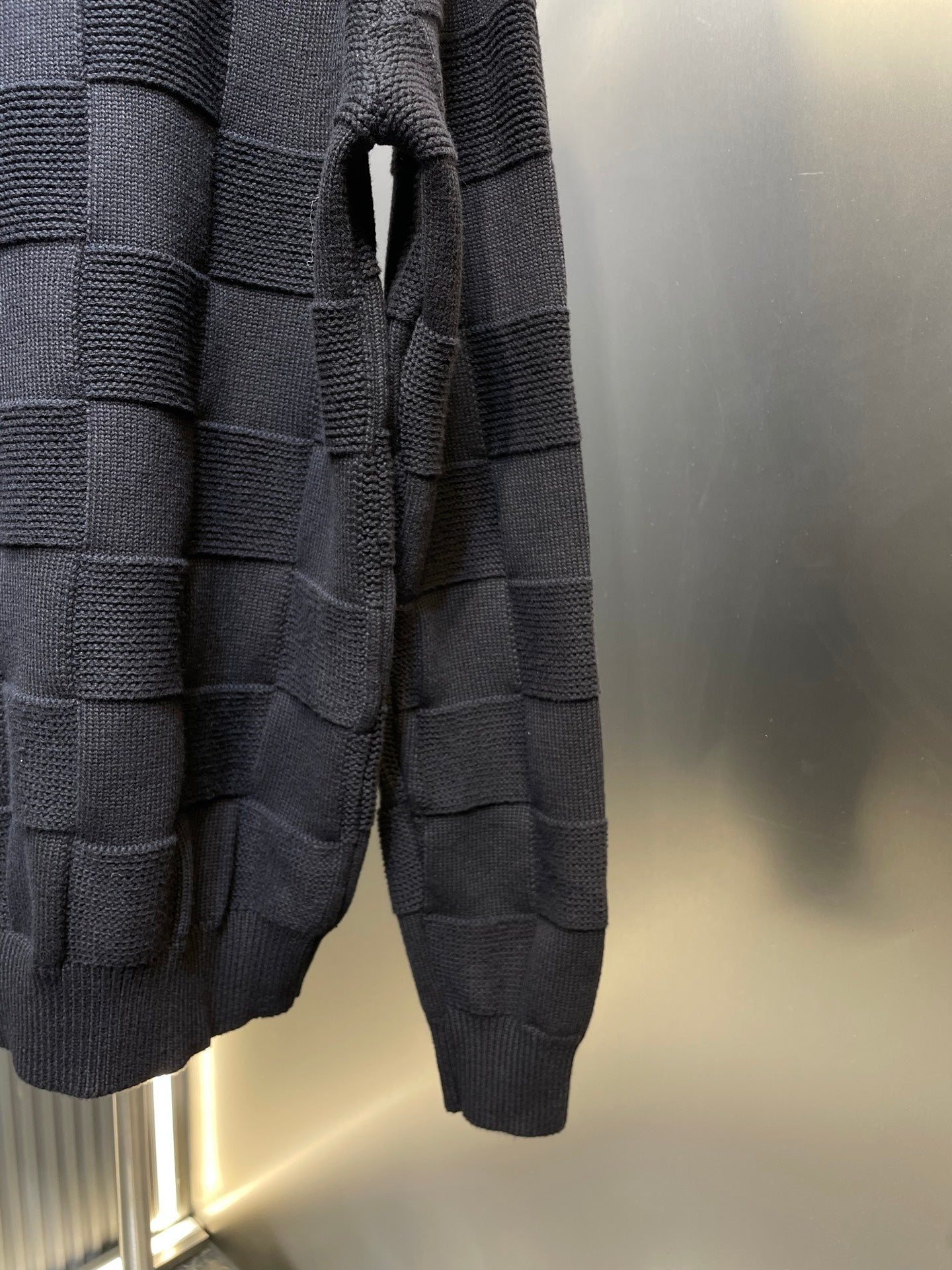 250819 New high-quality sewn checkerboard round-neck knitted sweater