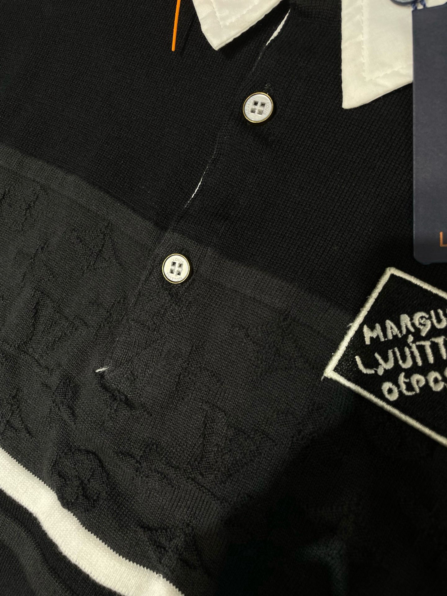 250819 New high-quality jacquard color-blocking knitted patchwork shirt collar