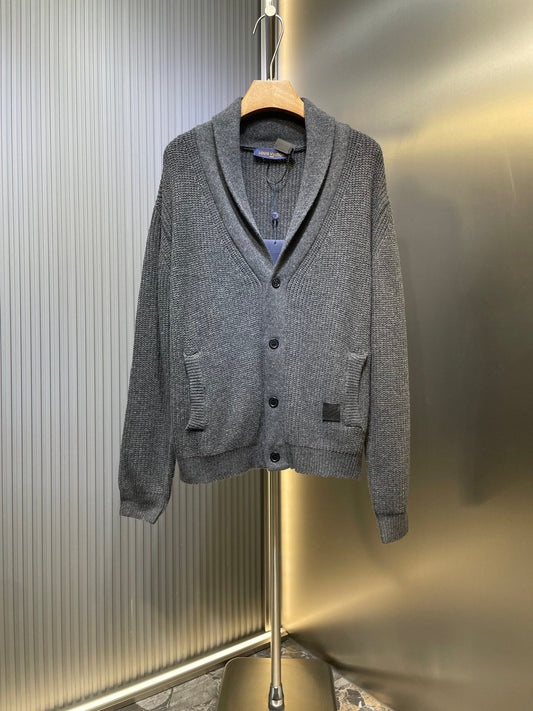 250819 New high-quality cashmere blend leather label cardigan sweater