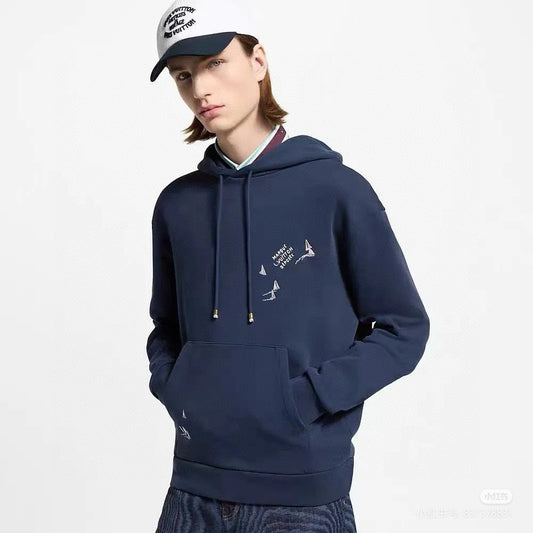 250819 New high-quality hooded sweatshirt with sailboat embroidery