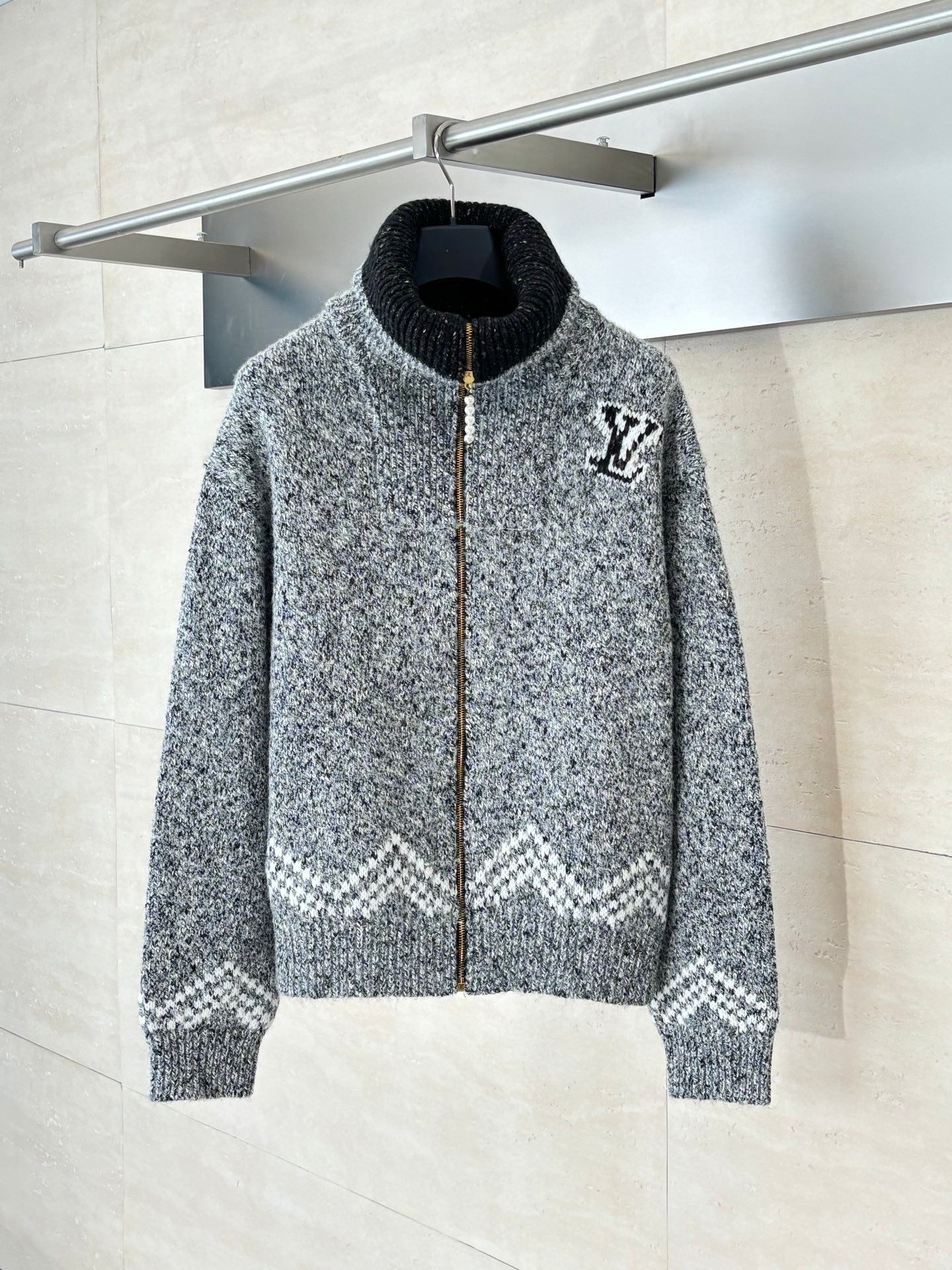 250825 New high-quality sailboat fishing yarn knitted zipper sweater coat
