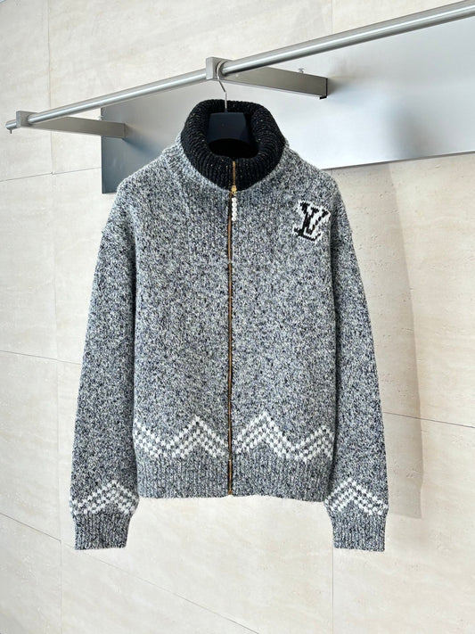 250825 New high-quality sailboat fishing yarn knitted zipper sweater coat
