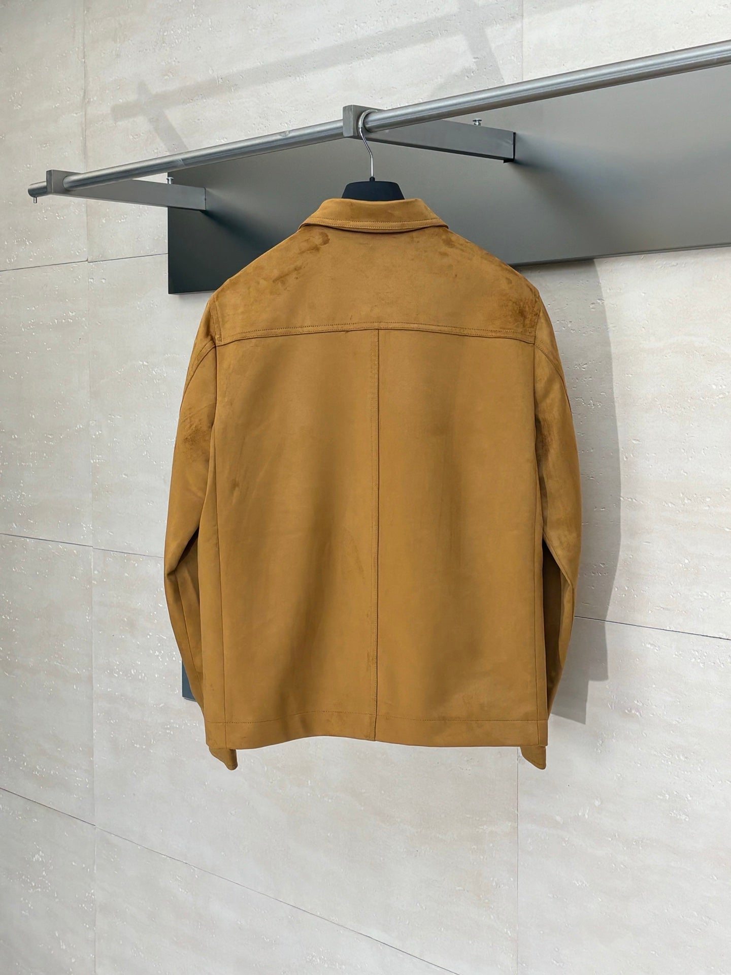 250825 A new high-quality suede textured minimalist leather jacket