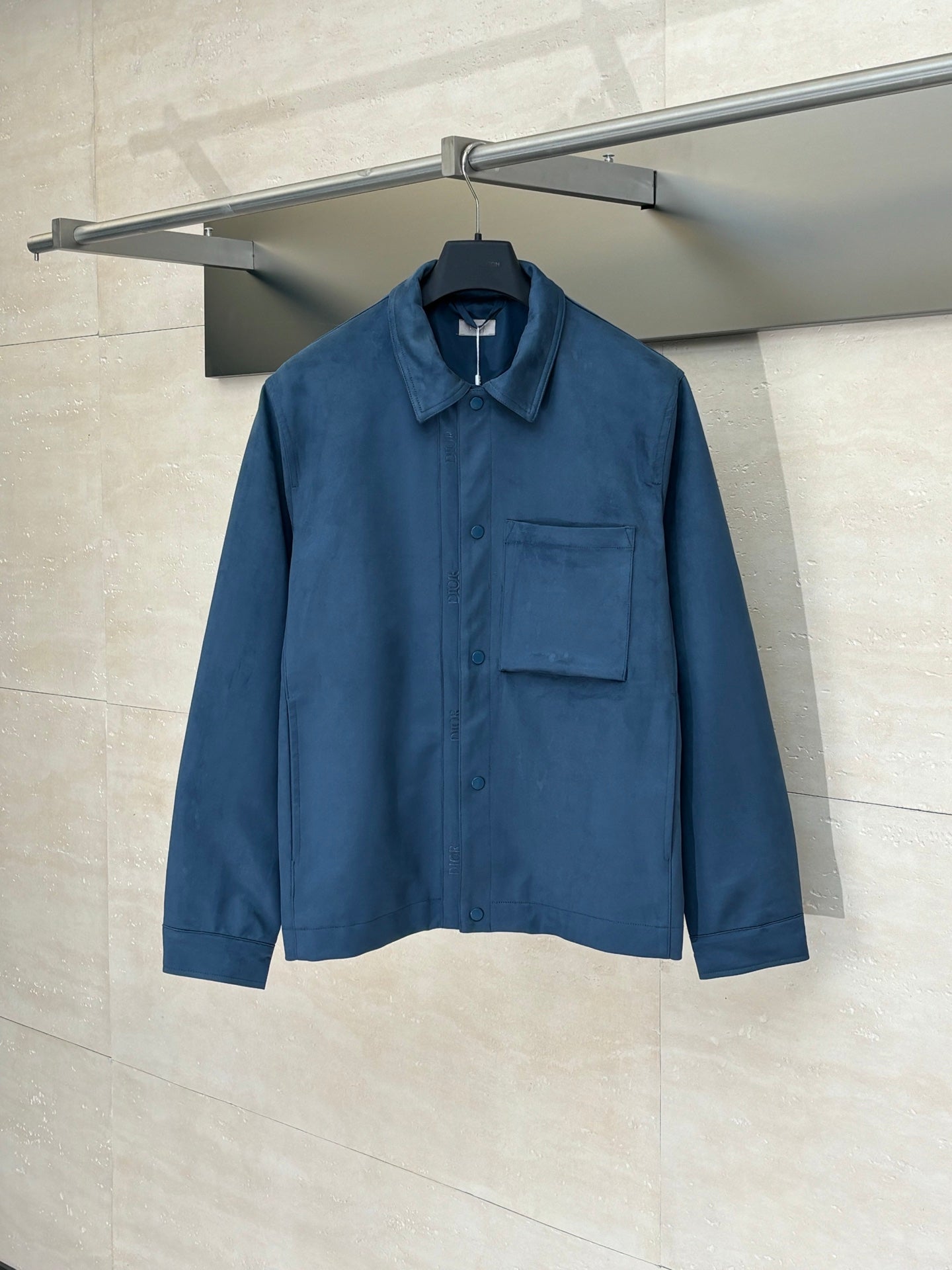 250825 A new high-quality suede textured minimalist leather jacket
