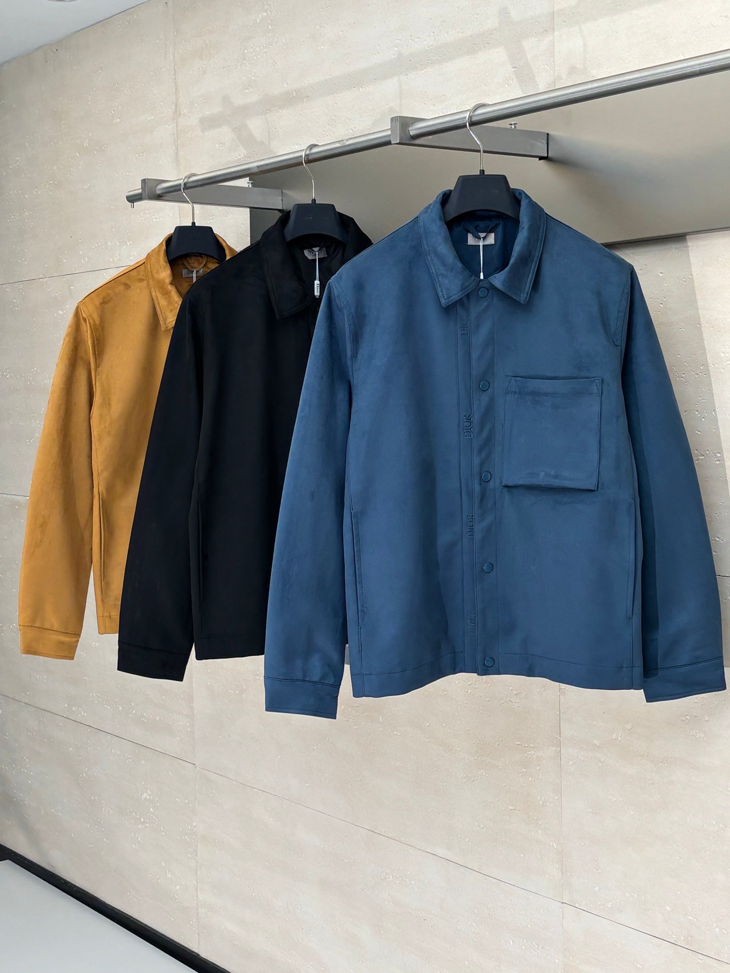 250825 A new high-quality suede textured minimalist leather jacket