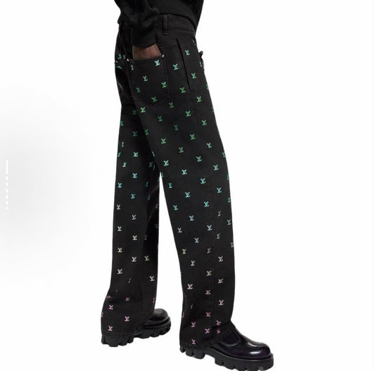 250825 New high-quality gradient full-print skate jeans
