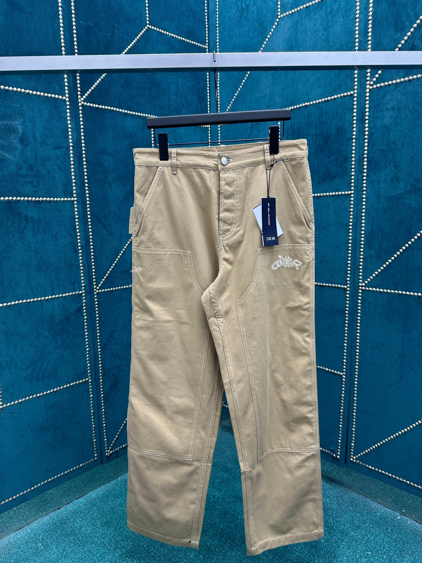 250825 New high-quality cotton pocket embroidered long pants set