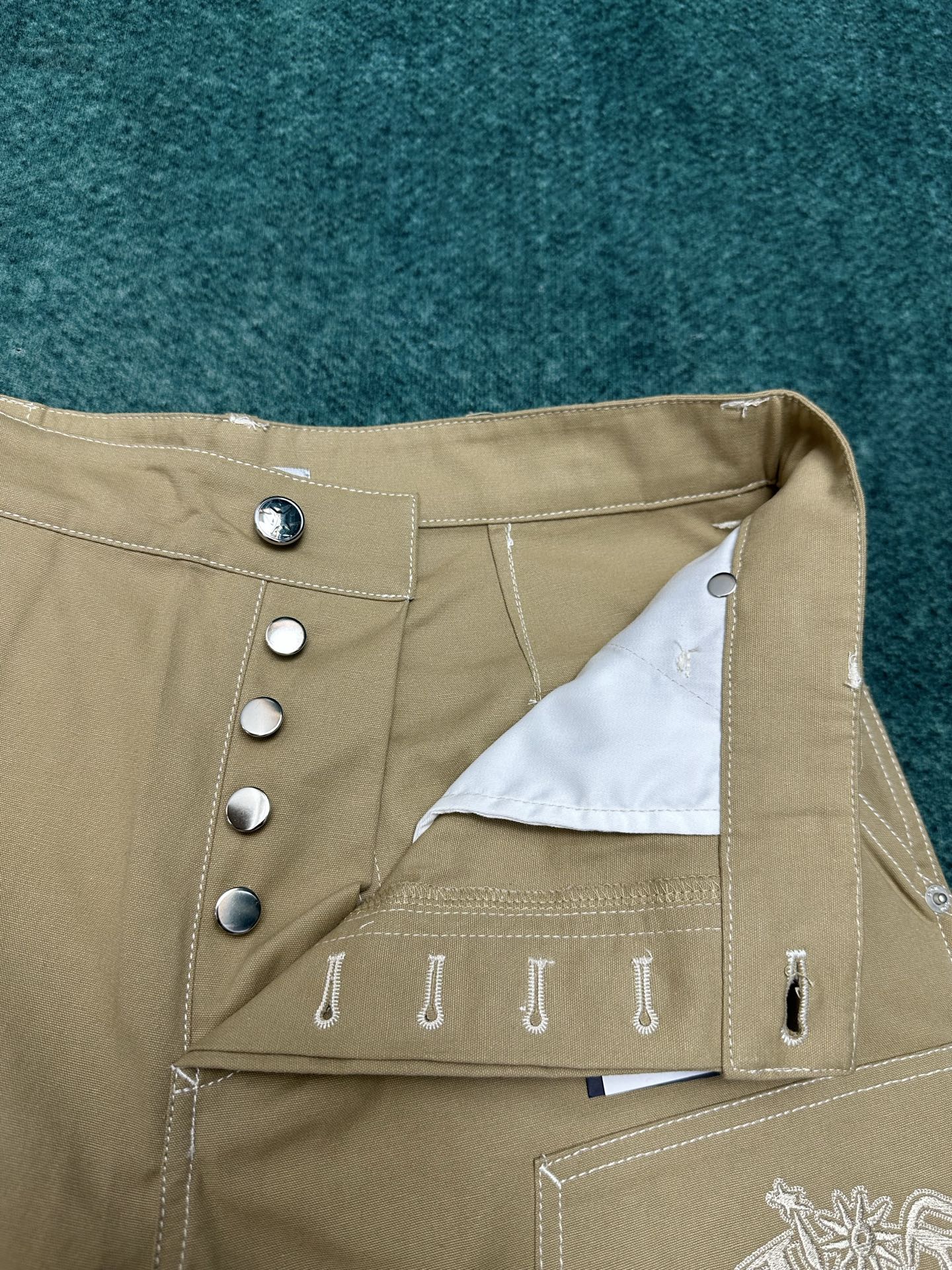 250825 New high-quality cotton pocket embroidered long pants set