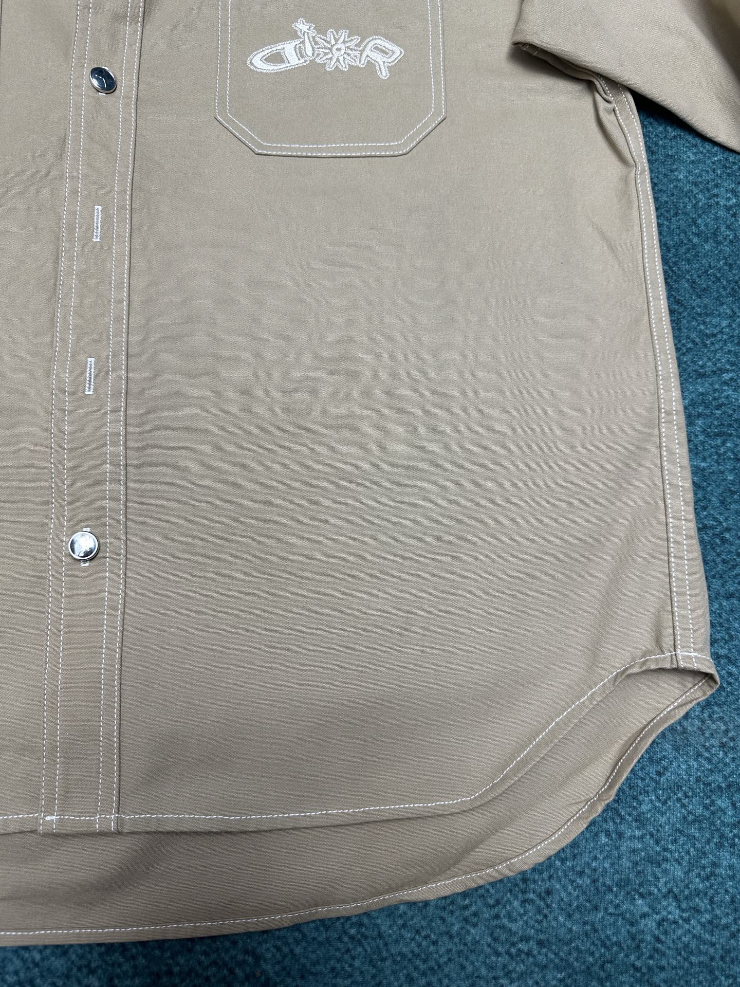 250825 New high-quality cotton pocket embroidered long-sleeved shirt