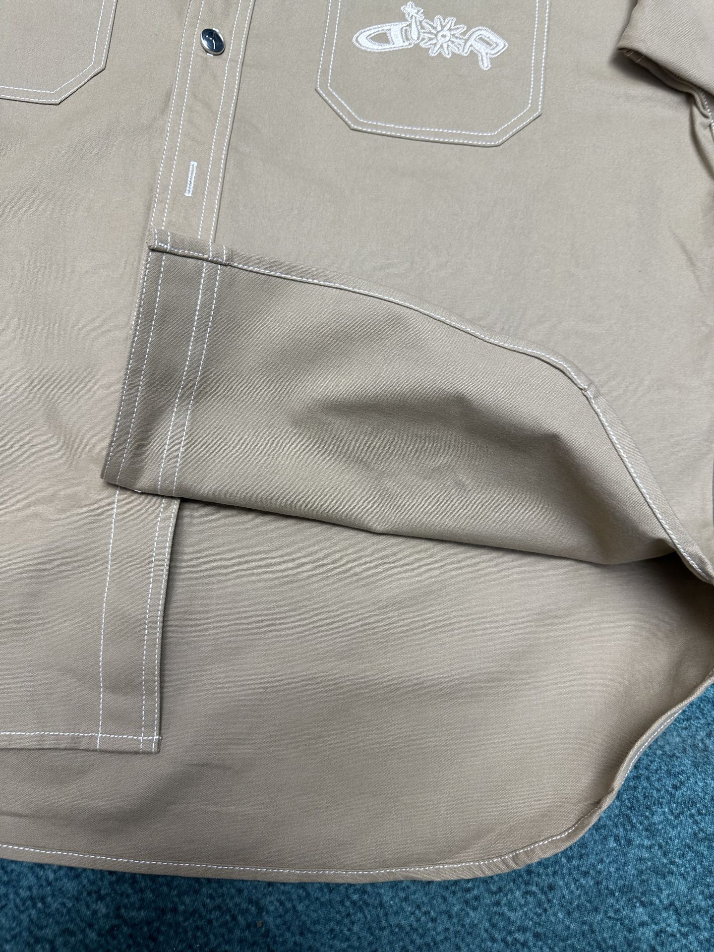 250825 New high-quality cotton pocket embroidered long-sleeved shirt