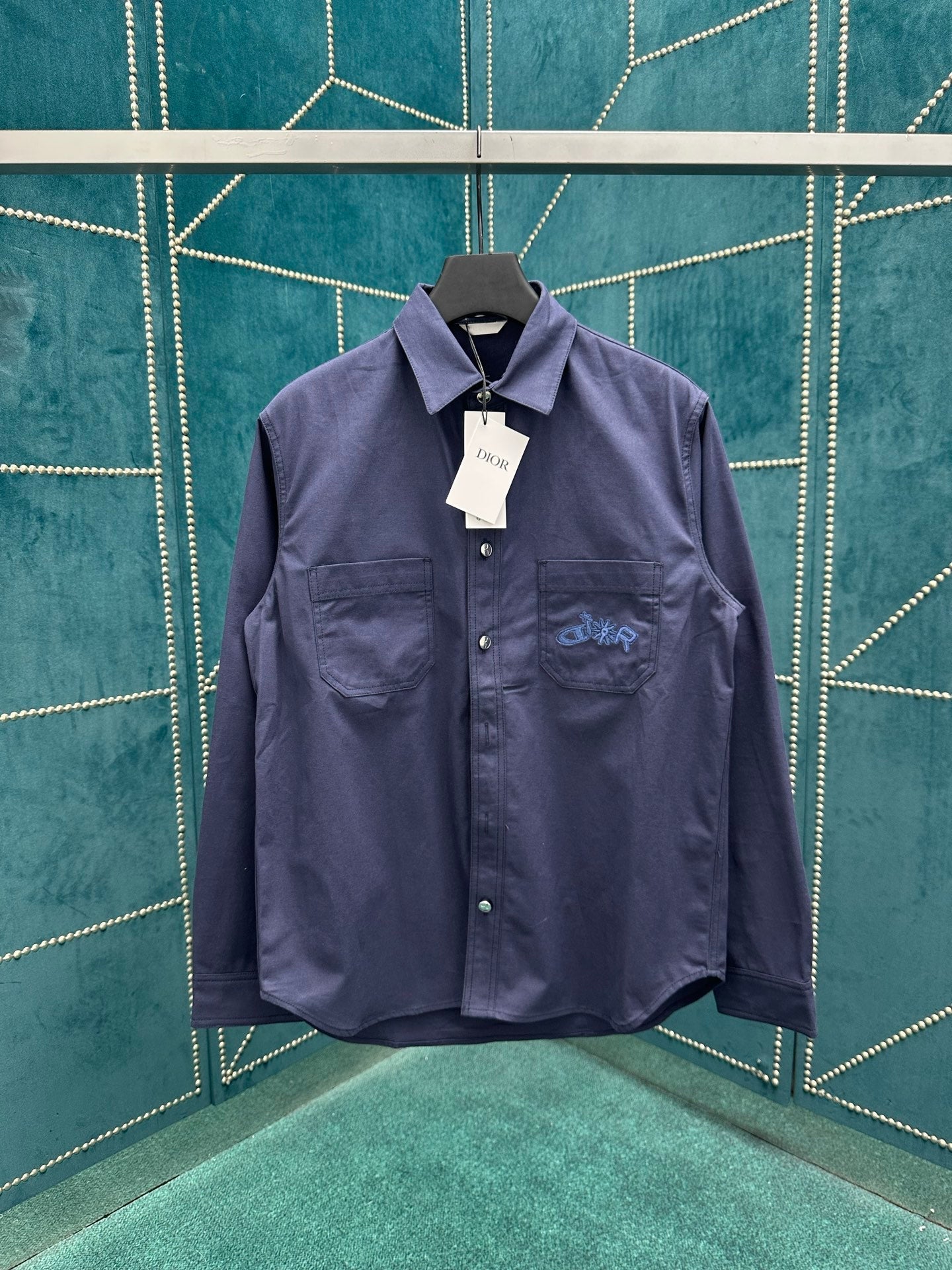 250825 New high-quality cotton pocket embroidered long-sleeved shirt
