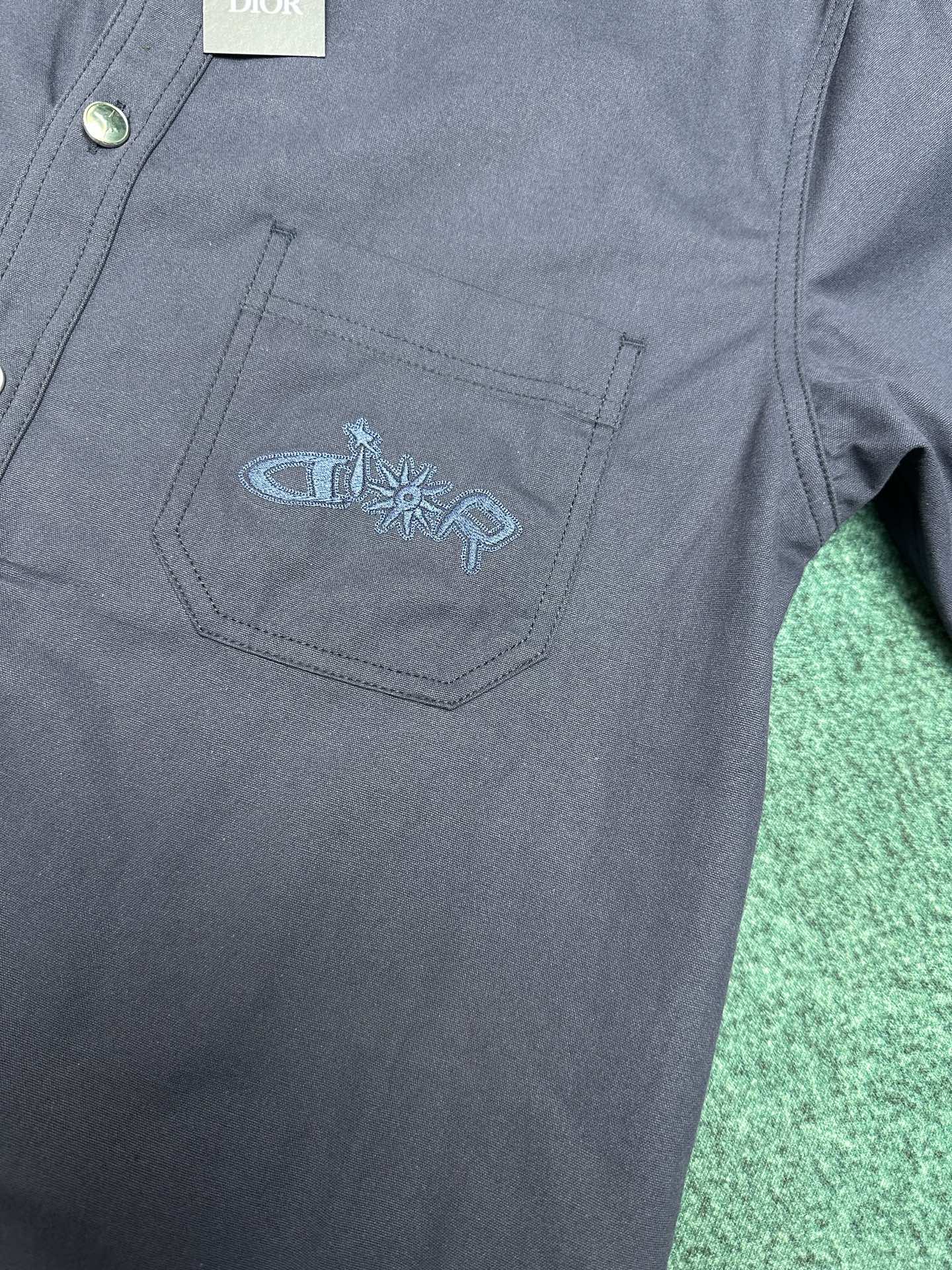 250825 New high-quality cotton pocket embroidered long-sleeved shirt
