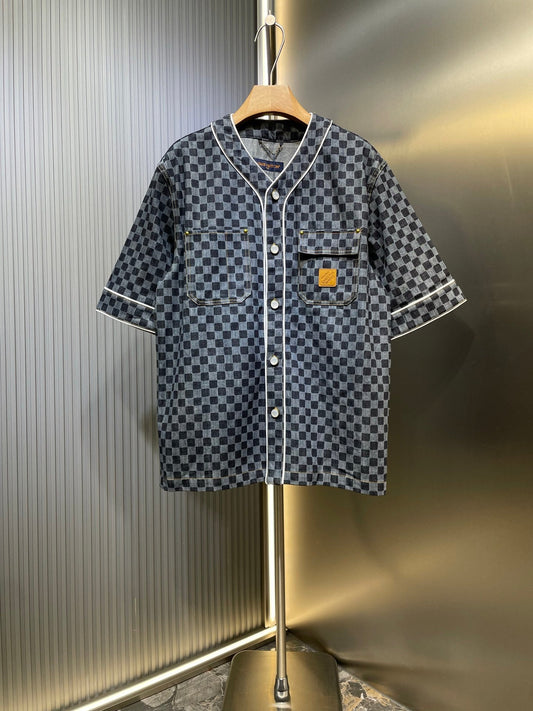 250825 New high-quality mini laser denim short-sleeved shirt