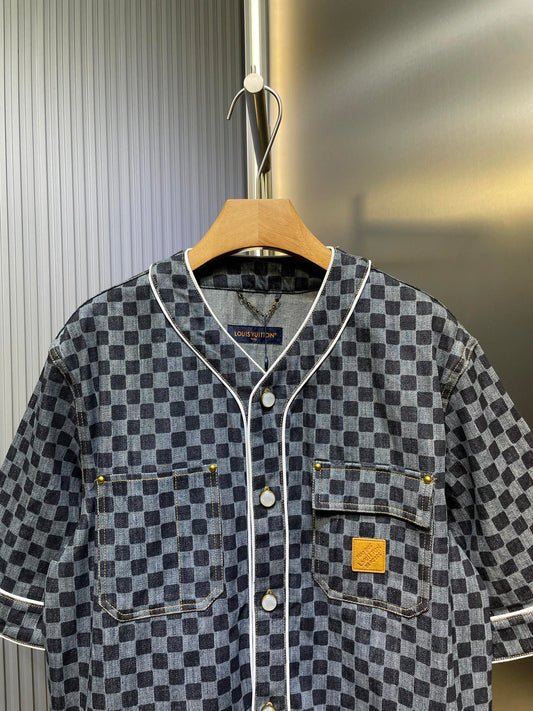 250825 New high-quality mini laser denim short-sleeved shirt