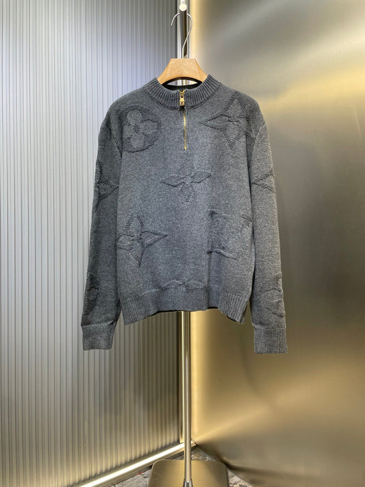 250825 New high-quality POLO wool sweater with inlaid patterns and subtle zippers