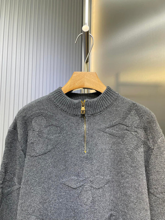 250825 New high-quality POLO wool sweater with inlaid patterns and subtle zippers