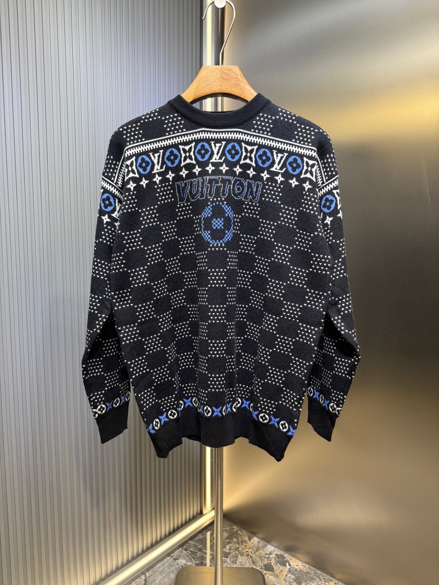 250825 New high-quality inlaid round-neck wool sweater