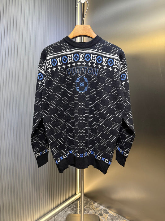 250825 New high-quality inlaid round-neck wool sweater