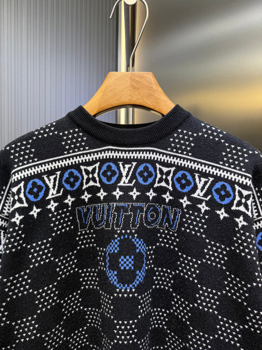 250825 New high-quality inlaid round-neck wool sweater