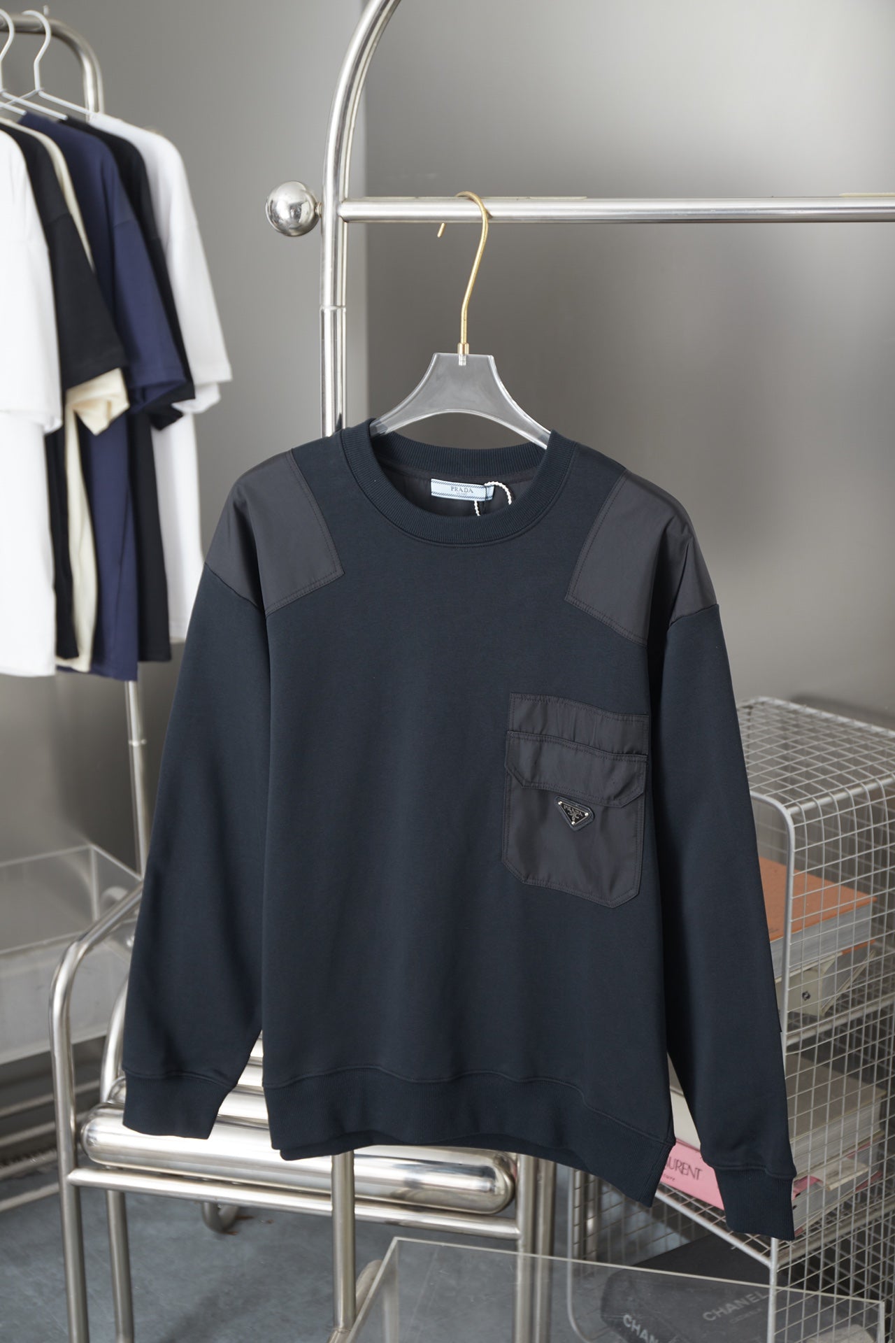 250825 new high-quality patchwork color-blocking pocket pullover hoodie