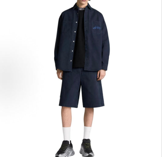 250825 New high-quality cotton pocket embroidered long-sleeved shirt