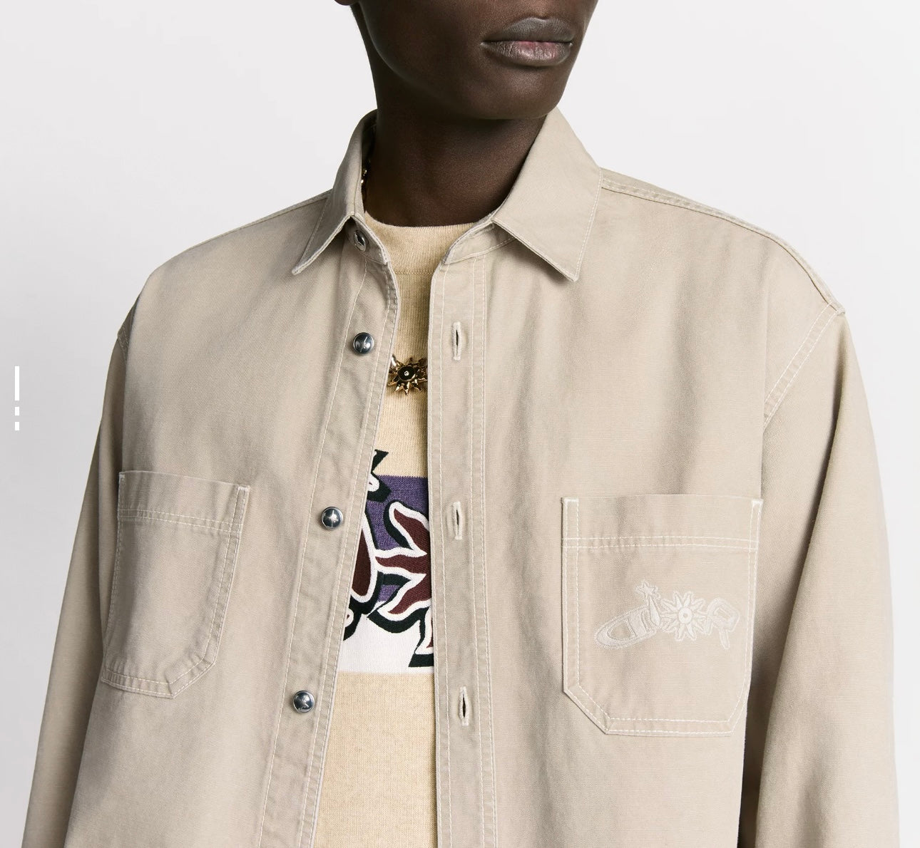 250825 New high-quality cotton pocket embroidered long-sleeved shirt
